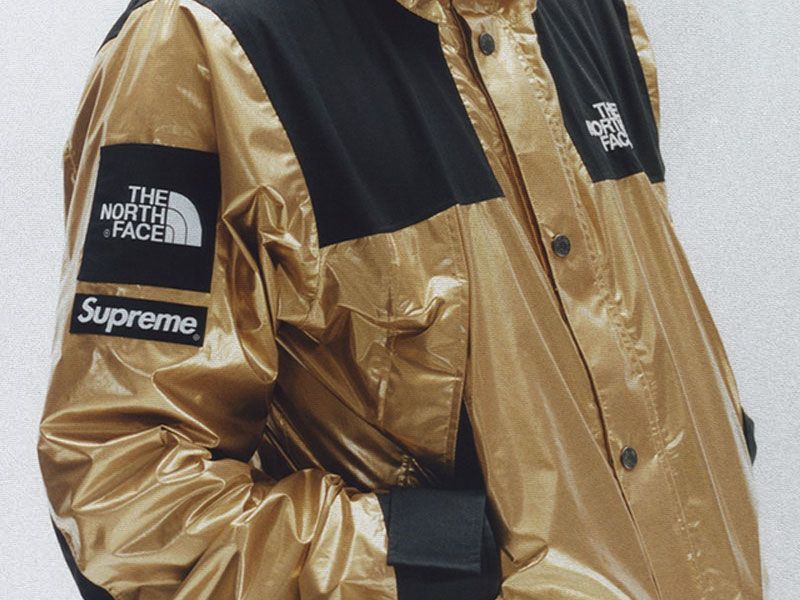 Supreme north face jacket on sale gold