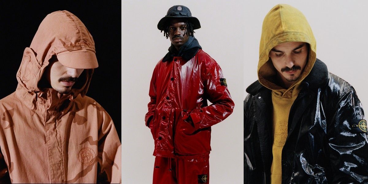 Rainwear elevated through material and silhouette. From Supreme's