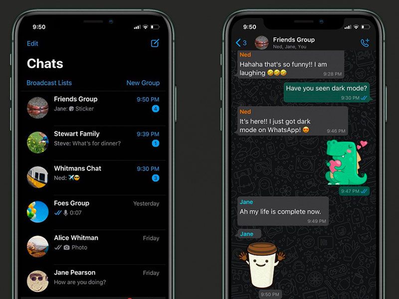 WhatsApp launches the dark mode for iOS and Android