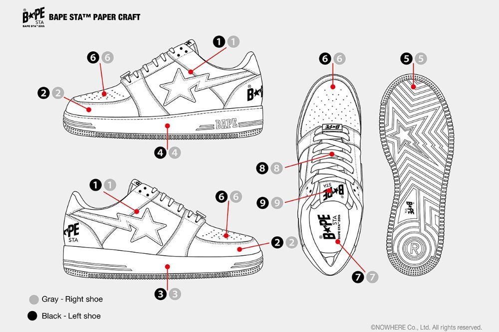 Create your own BAPESTA sneakers at home with this paper kit HIGHXTAR.