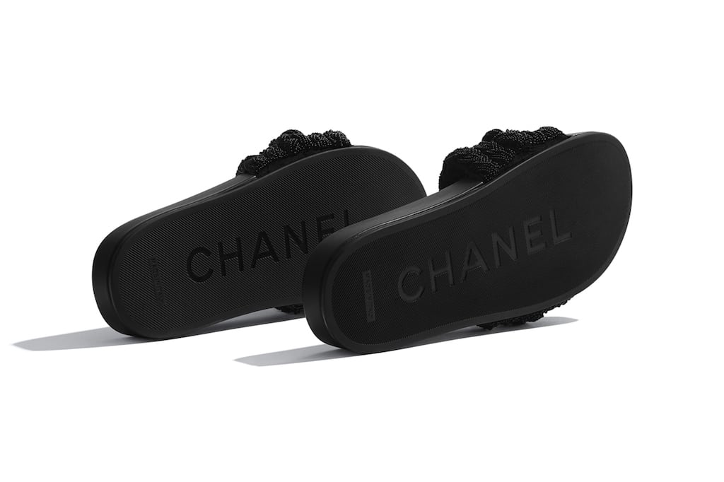 Chanel slides with discount pearls