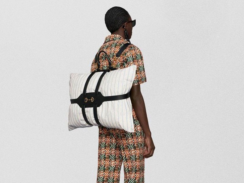The 2500 euro Gucci pillow backpack holder to go from the living room to the bed