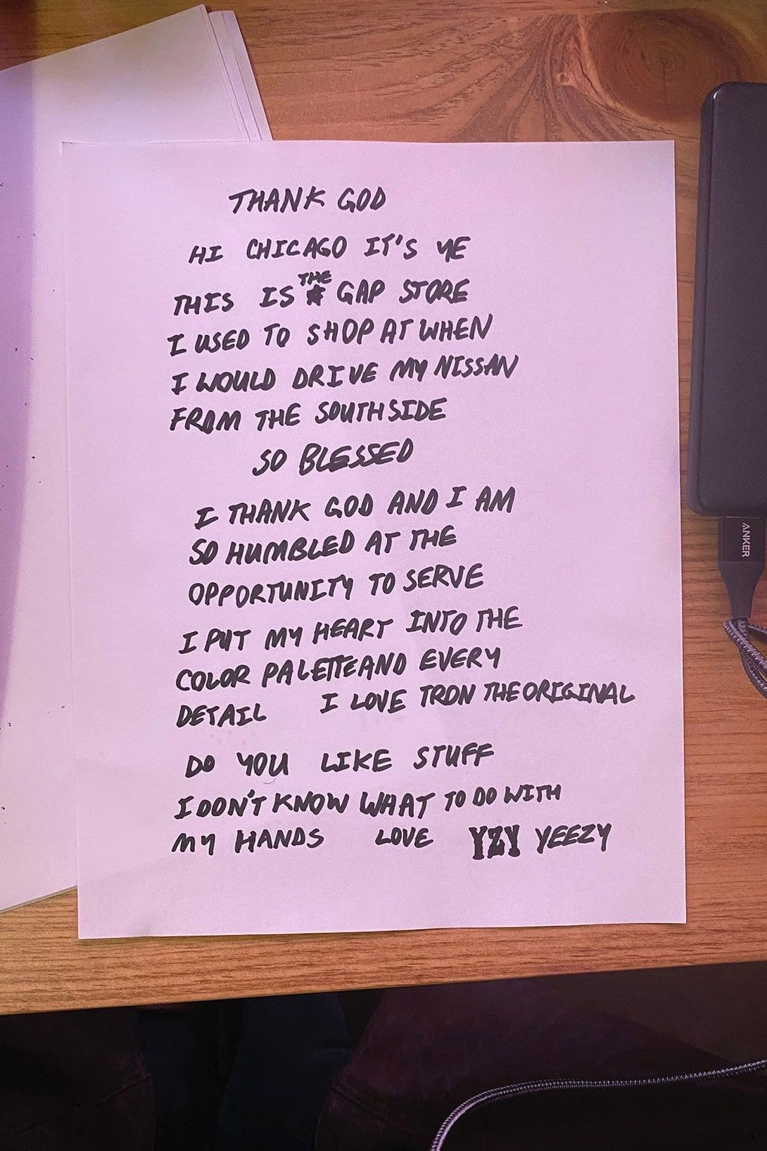 Kanye west letter