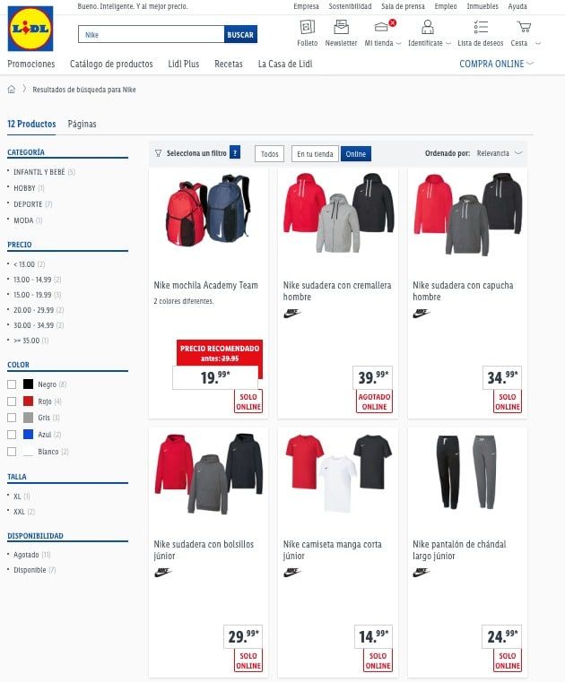 Factura Frustración Gaviota Ahora puedes comprar artículos de Nike en la web de Lidl - HIGHXTAR.