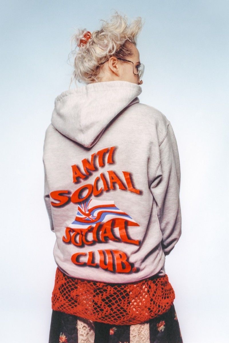 Anti social social club black and orange hoodie hot sale