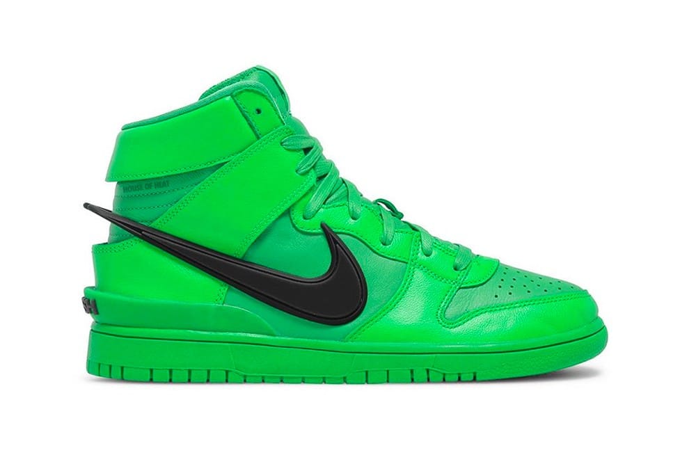 blue and green nike dunks high