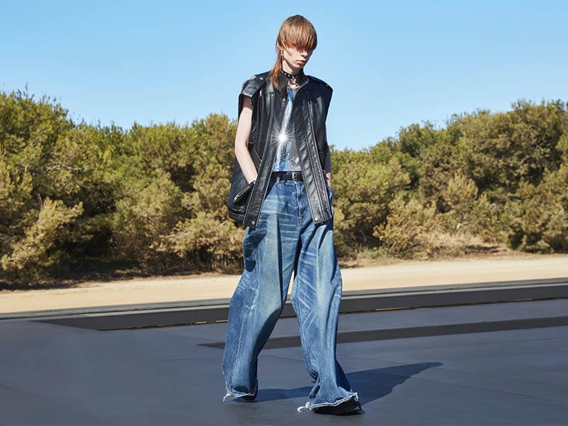 XXL jeans, biker and rave style in Celine SS22