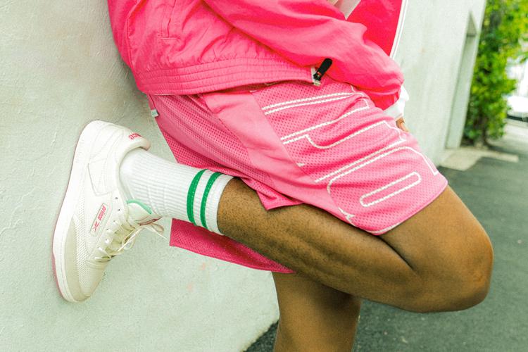 Reebok club c trainers store in pink and green