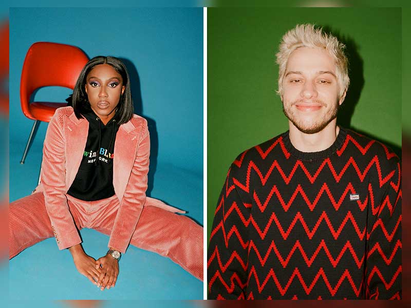 Pete Davidson and Ziwe Fumudoh at the front of Rowing Blazers FW21