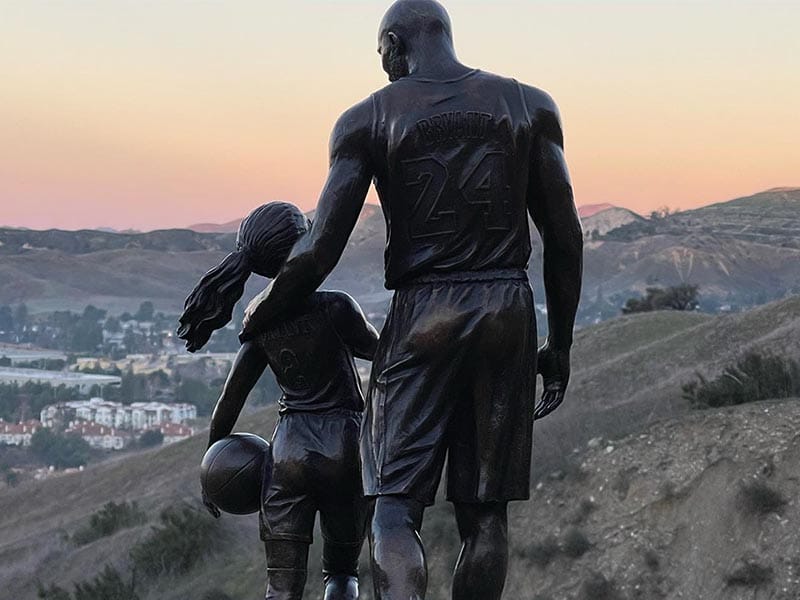 A statue in honour of Kobe Bryant and his daughter Gigi installed