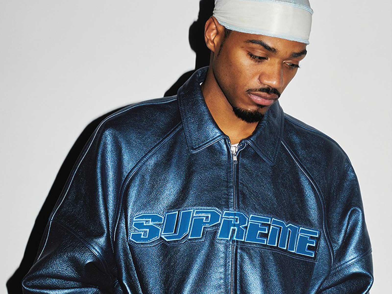 Supreme Silver Surfer Black Leather Bomber Jacket