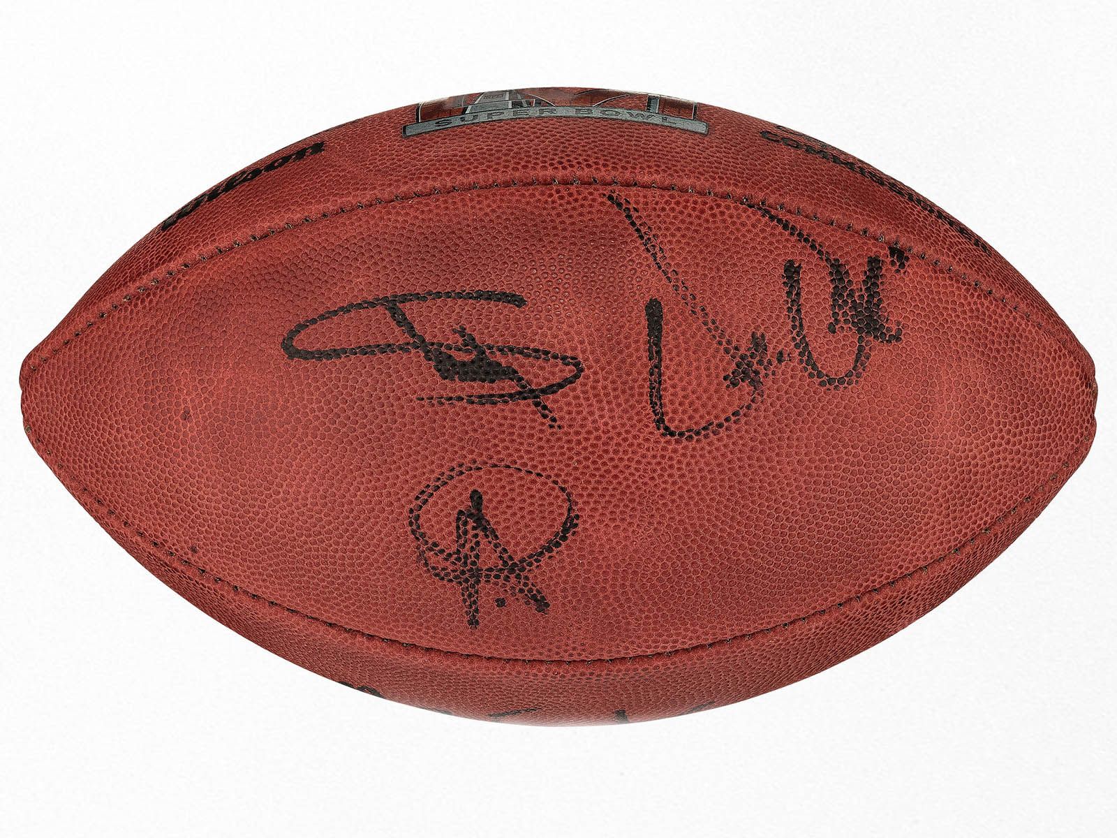 Super Bowl ball signed by singers goes up for auction