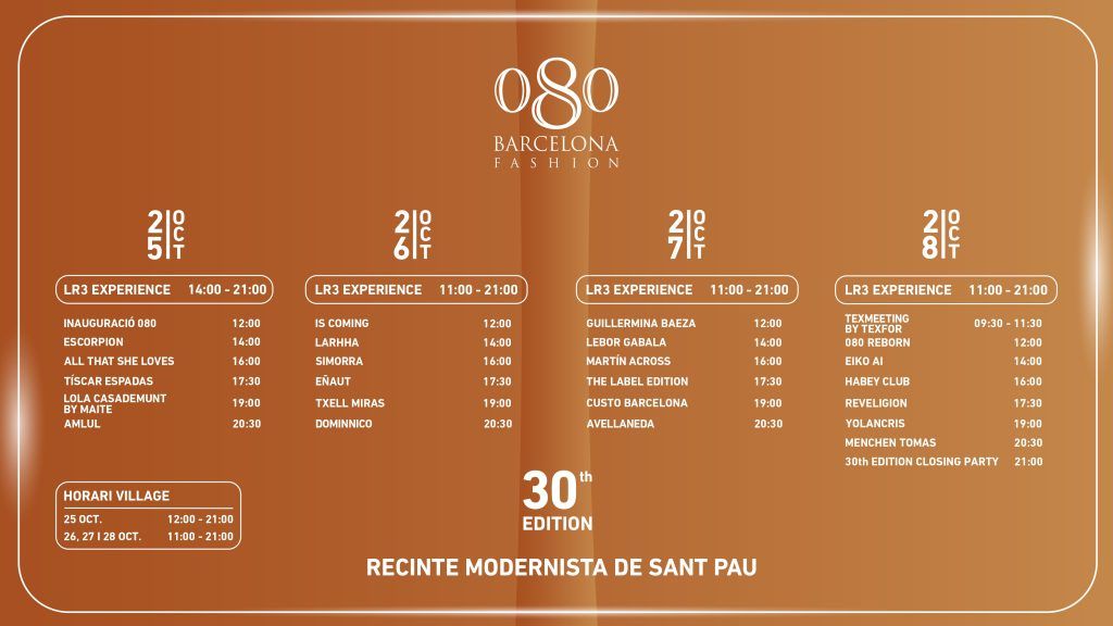 Comienza la 30ª edición de 080 Barcelona Fashion Calendario y horarios
