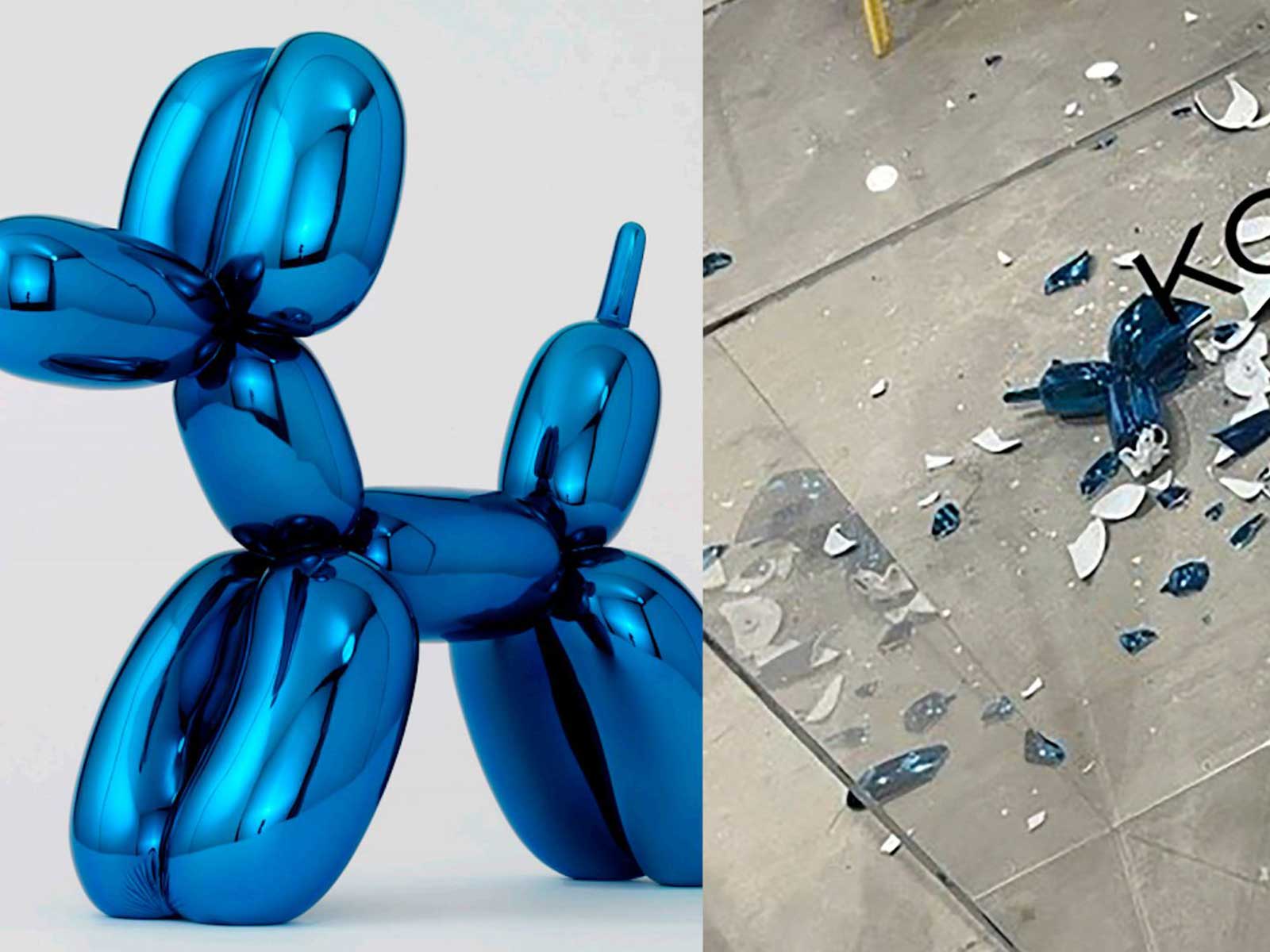 A visitor accidentally breaks one of Jeff Koons’ famous Balloon Dogs