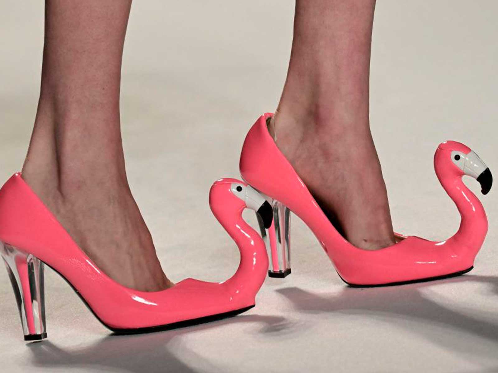 Pink flamingo heels: Moschino’s cartoonish creation