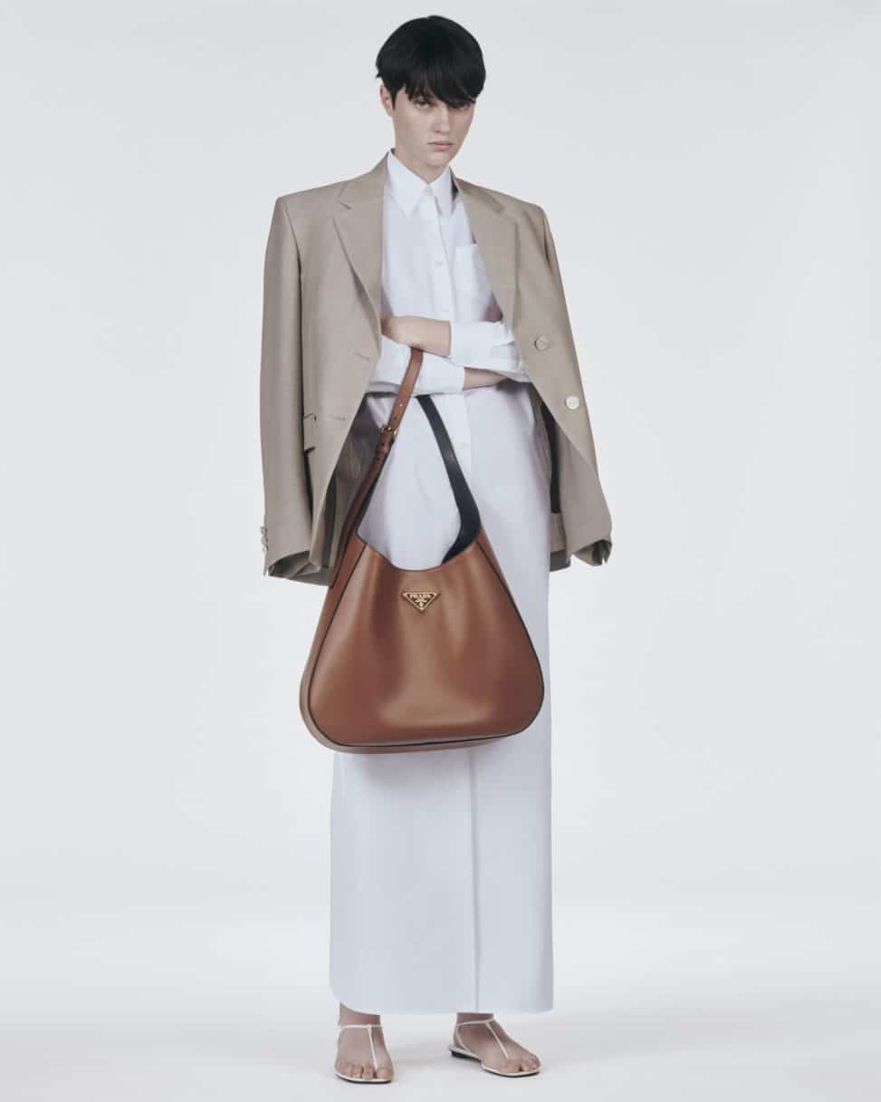 Cognac Leather Shoulder Bag | PRADA