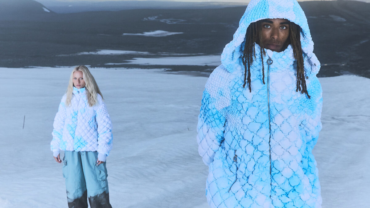 Charlie Constantinou ニットパーカー Charlie Constantinou Hybrid ジップパネル パーカー | ブルー