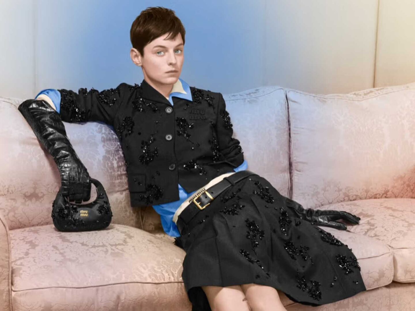 Emma Corrin shines in Miu Miu Holiday 2024 campaign