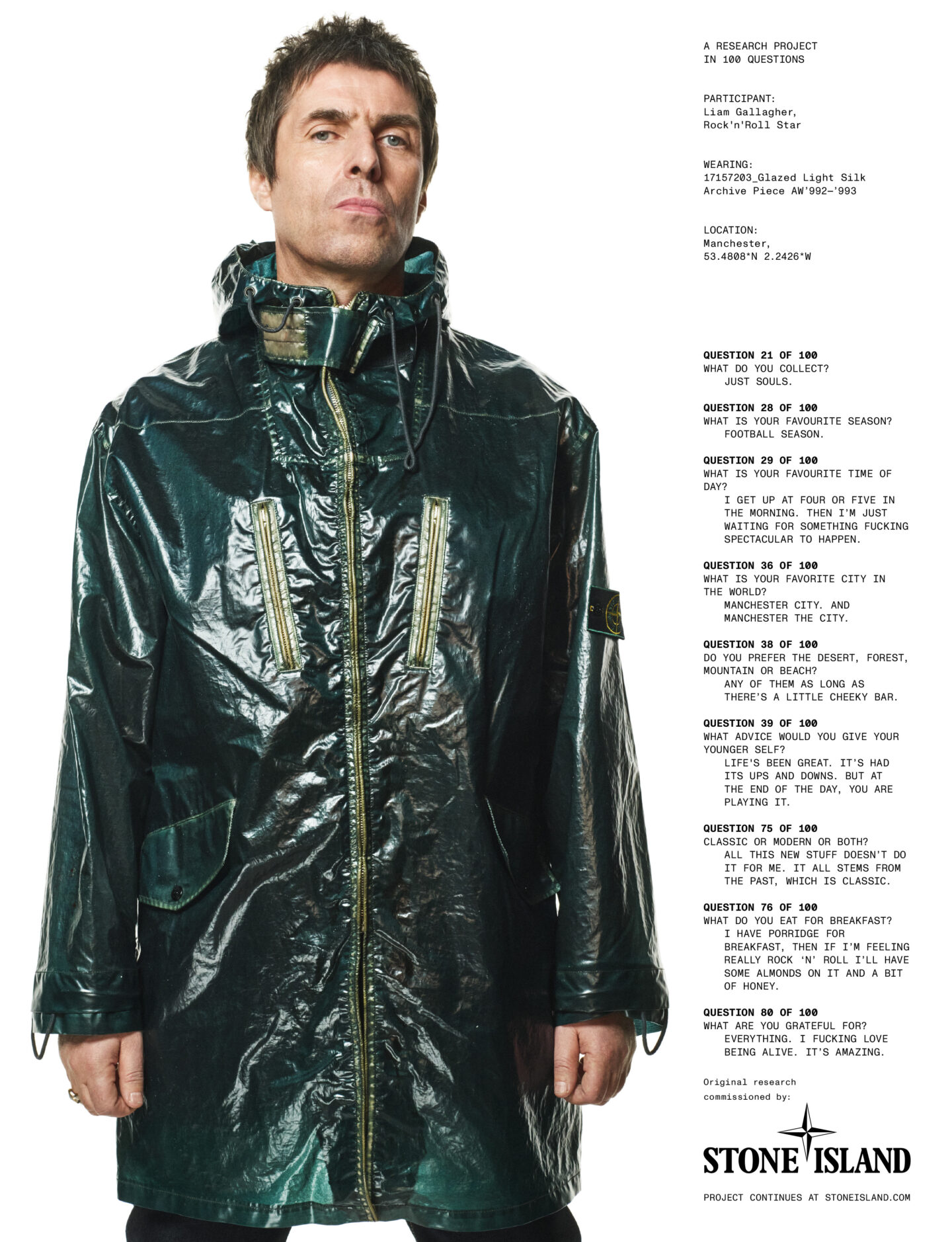 Liam Gallagher Enfundado En La Legendaria Glazed Silk Light De Stone Liam Gallagher Enfundado En La Legendaria Glazed Silk Light De Stone