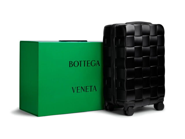 Bottega Veneta applies its delicate Intreccio to its new exclusive suitcase