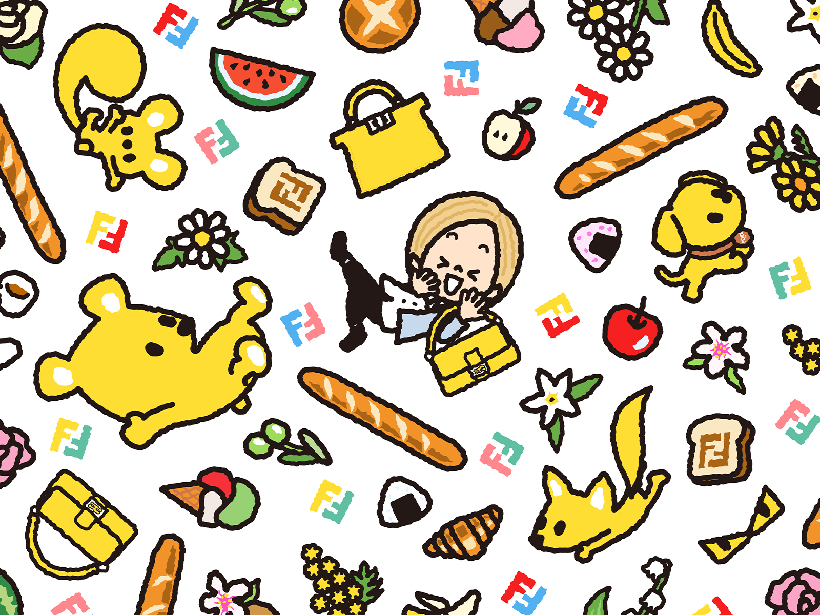 【FENDI】25CP＊TAROUTコラボ Silvia and The Baguette Tシャツ FENDI】25CP＊TAROUTコラボ Silvia and The Baguette Tシャツ