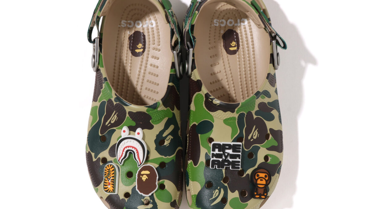 BAPE brings its COLOR CAMO design to the Crocs Echo RO Clog